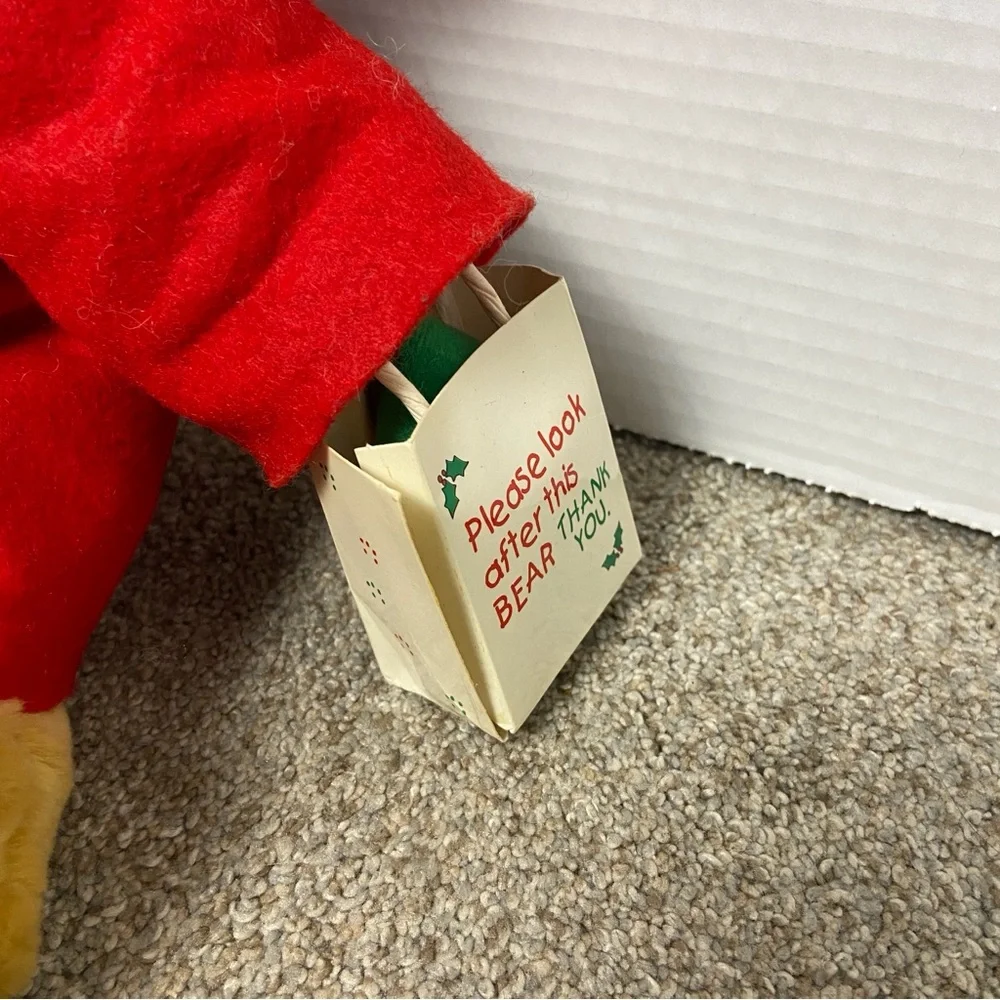 Vintage 1996 Sears Christmas Holiday Paddington Bear Plush, W/ Tag‎ & Ornament